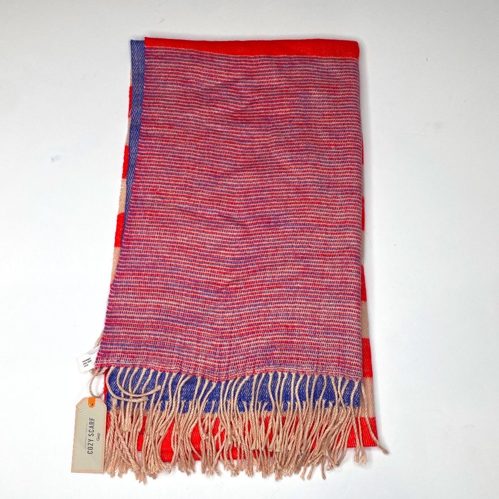 GAP NWT Cozy Crazy Stripe Scarf/ Wrap in pink vibration, winter weight.